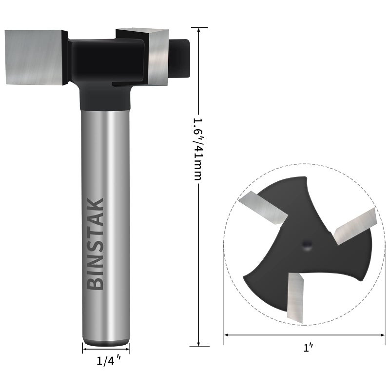 BINSTAK CNC Spoilboard Surfacing Router Bits, 1/4 inch Shank 1 inch Cutting Diameter, Slab Flattening Router Bit Planing Bit Wood Planing Bit Dadoâ€‚Planer Bit by BINSTAK (Carbide) - Image 5